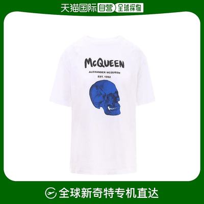 【99新未使用】香港直邮Alexander McQueen logo骷髅头印花T恤 66