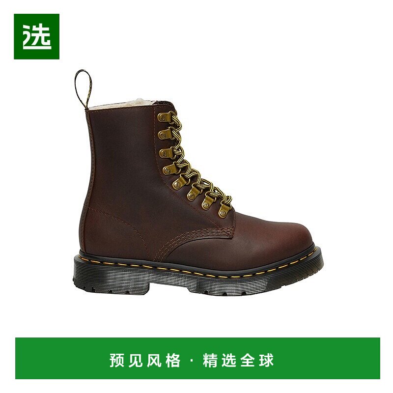 欧洲直邮DR. MARTENS 女士深棕色皮革高邦8孔马丁靴休闲舒适