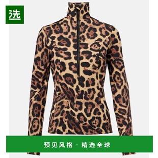1h可退 香港直邮GOLDBERGH 女士 Leona leopard-print half-zip t