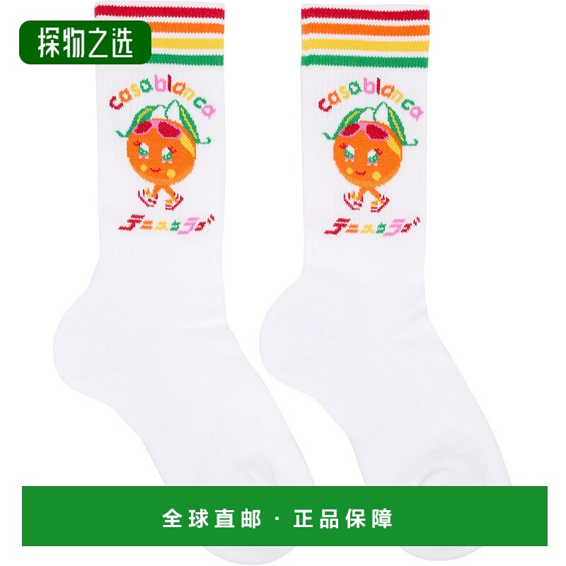 香港直邮Casablanca 女士 白色 Kawaii Orange 中筒袜 AAW25ACC01