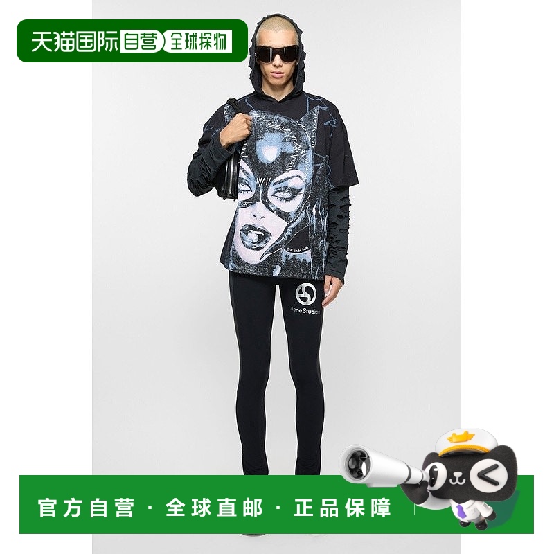 自营欧洲直邮Acne Studios  SS25男士黑色尼龙/氨纶紧身裤