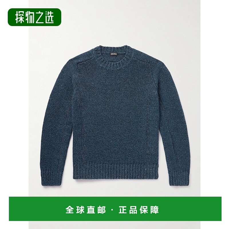 1h可退 香港直邮Zegna 杰尼亚 男士 开司米亚麻棉混纺毛衣 UFF31A