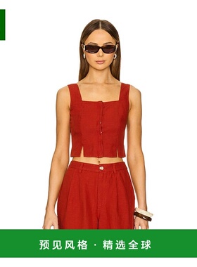 1h可退 香港直邮ONIA 女士 Air 亚麻方形领上衣 WCT7001 red红色