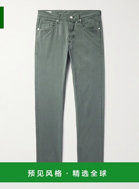 1h可退 香港直邮Slowear 男士 Division 蓝色修身弹力棉质斜纹布