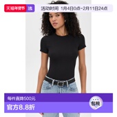 black黑色 1h可退 舒适时 女士 罗纹童趣T恤 香港直邮Frame Denim