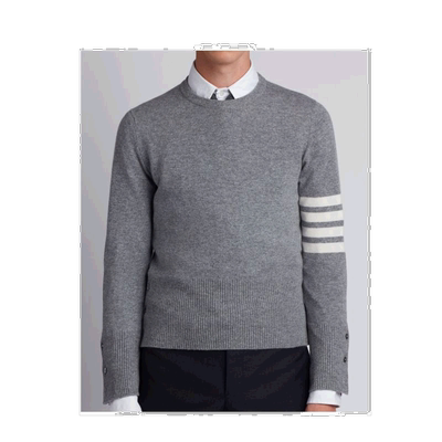 香港直邮Thom Browne 羊绒 4 条纹圆领毛衣 MKA001A00011