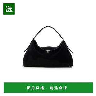 1h可退 香港直邮TOTÊME 女士 T-Lock 绒面革手提包包 black黑色