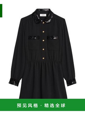 1h可退 欧洲直邮CELINE赛琳 粘胶磨砂寄宿生迷你连衣裙高端穿搭时