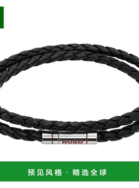 1h可退 香港直邮boss 雨果 男士 Double Braided-Leather 手环 50