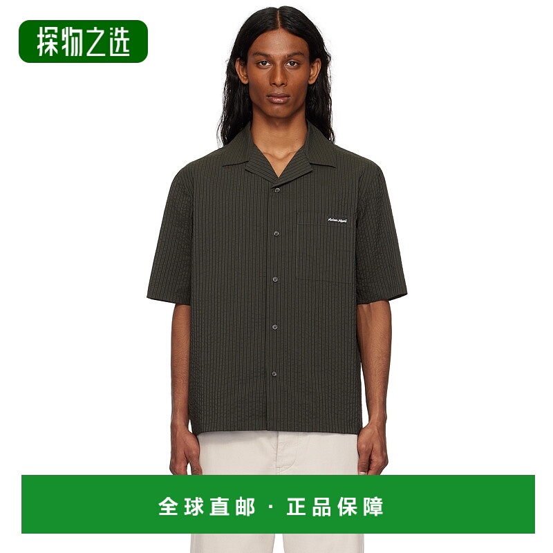 1h可退 香港直邮MAISON KITSUNE 男士 黑色 Resort 衬衫 OM00421W