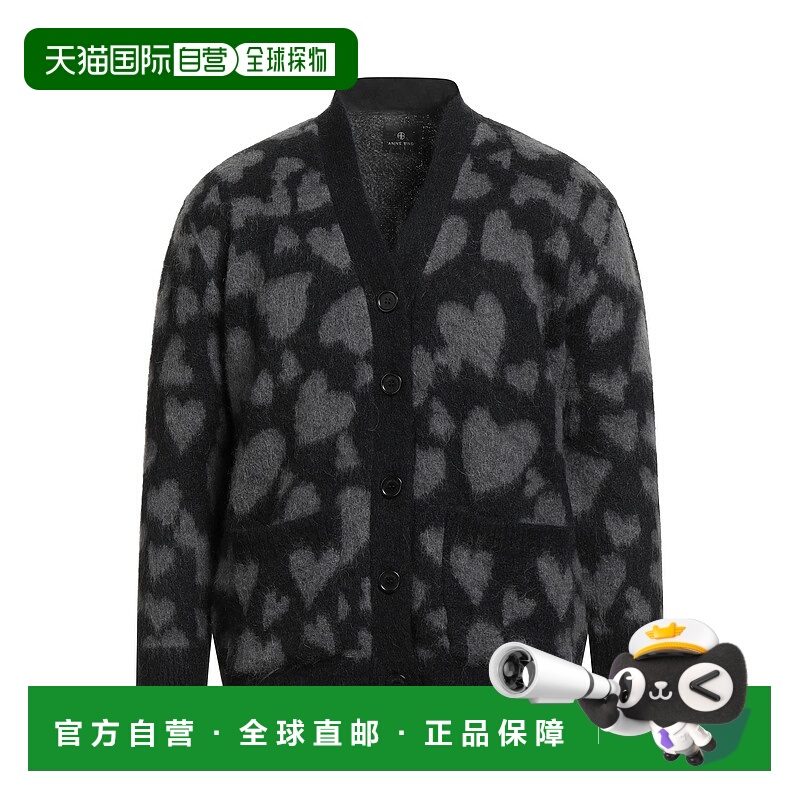 1h可退 香港直邮ANINE BING 男士 针织开衫 black黑色 舒适时尚