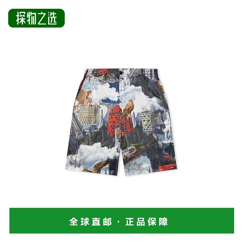 香港直邮off-white 男士 米白色拼布百慕達短褲 OMCB092F25FAB002