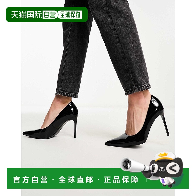 1h可退 香港直邮ASOS 女士 Paphos 设计尖头高跟漆皮浅口鞋(黑色)