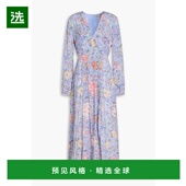 香港直邮RIXO 女士 Amelia 1h可退 印花真丝双绉中长连衣裙 01000