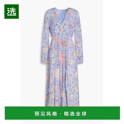1h可退 香港直邮RIXO 女士 Amelia 印花真丝双绉中长连衣裙 01000