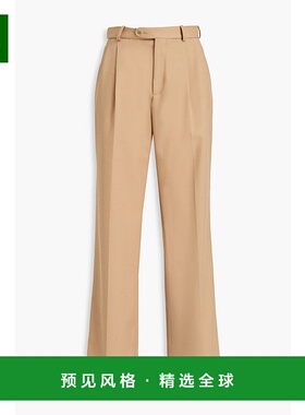 1h可退 香港直邮Sandro 女士 褶裥斜纹布直筒裤 SFPPA01555SABLE