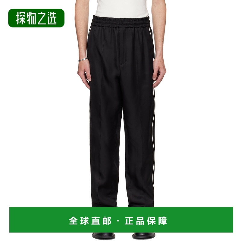 香港直邮Jil Sander 吉尔·桑达 男士 黑色滚边长裤 J61KA0061J65