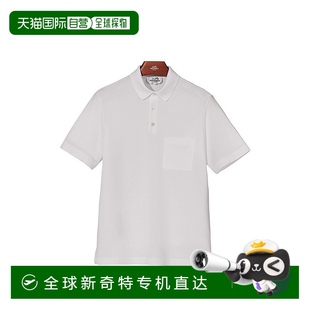 Polo衫 1h可退 白色棉字母H刺绣短袖 欧洲直邮Hermes爱马仕 男士