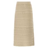 1h可退 棉质亚麻钩花中长铅笔半身 女士 香港直邮Fabiana Filippi