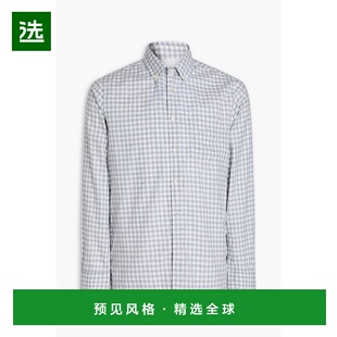 1h可退 香港直邮officine generale 男士 Arsene 方格棉布棉质斜