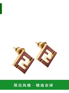 1h可退 香港直邮Fendi FF图案耳钉 8AL294TL9配饰