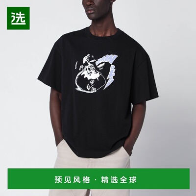 1h可退 香港直邮Brain Dead 男士 黑色带Logo印花T恤 BDF25TO0004