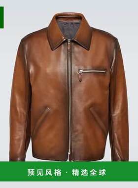 1h可退 香港直邮Berluti 伯尔鲁帝 男士 1 Jour 铜绿色皮革宽身束