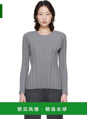 1h可退 香港直邮Pleats Please Issey Miyake 女士 灰色长袖 T 恤