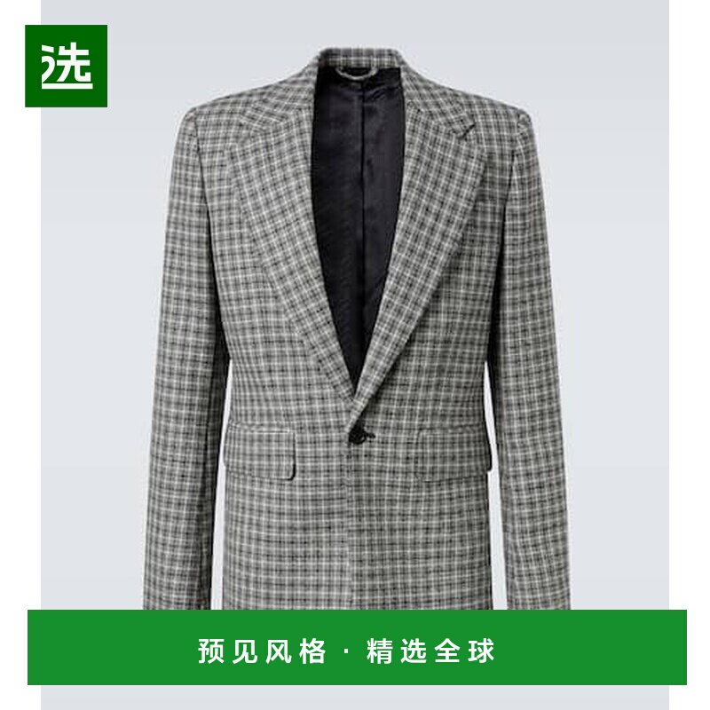 1h可退 香港直邮Acne Studios 艾克妮 男士 格纹羊毛西装外套图片