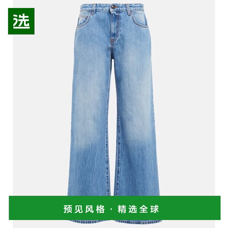 1h可退 香港直邮The Row 女士 Eglitta 中腰阔腿牛仔裤 blue蓝色