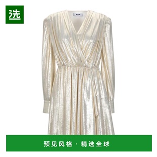【美国直邮】MSGM女士连衣裙V领长袖 修身时尚优雅自然舒适百搭女