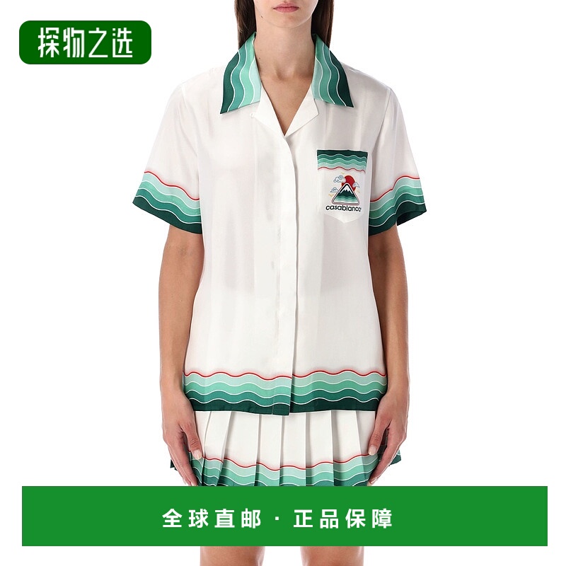 香港直邮Casablanca 女士 Montagne Ondulée 多色真丝短袖衬衫 W