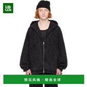 美国直邮 男装 juun 1h可退 黑色油洗牛仔连帽衫 卫衣 242343