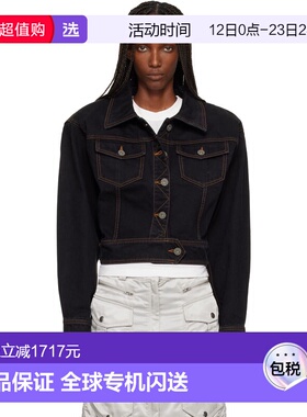 1h可退 香港直邮Vaquera 女士 黑色 Cropped 牛仔夹克 VAQ10J005