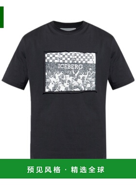 香港直邮ICEBERG 男士T恤 I1P0F02B90006325 AW2025 黑色 印花T恤