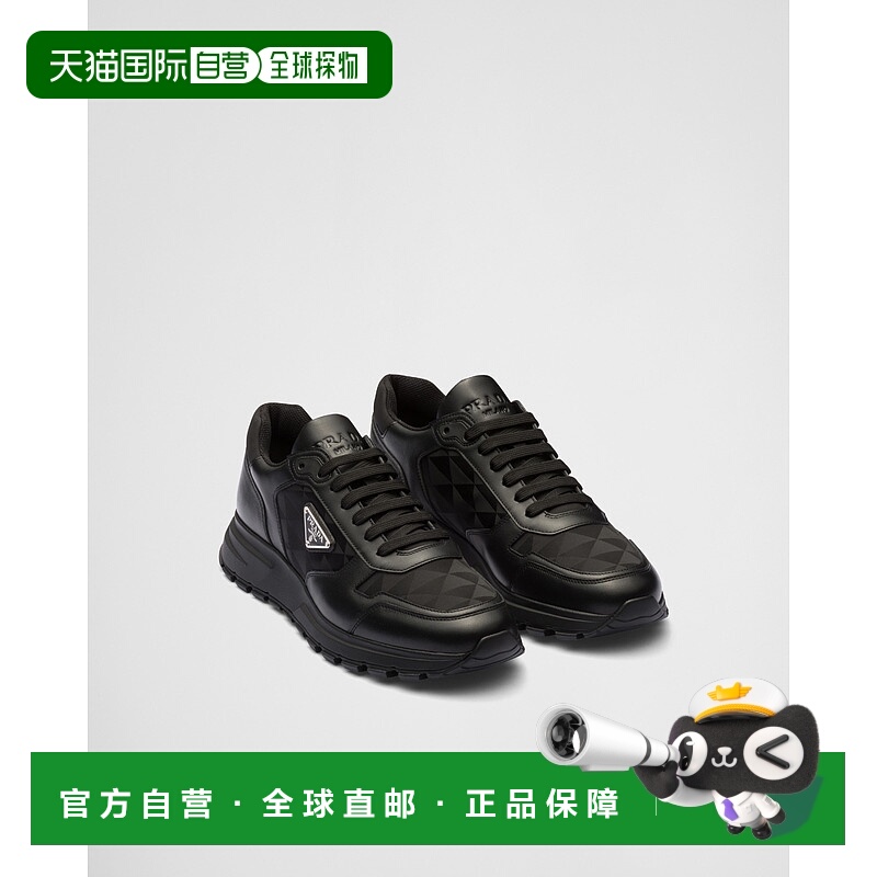 欧洲直邮PRADA（2025）皮革和再生尼龙高帮运动鞋普拉达防滑