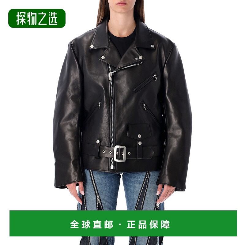 香港直邮Junya Watanabe 渡边淳弥 女士 黑色皮革骑士夹克 JPJ001