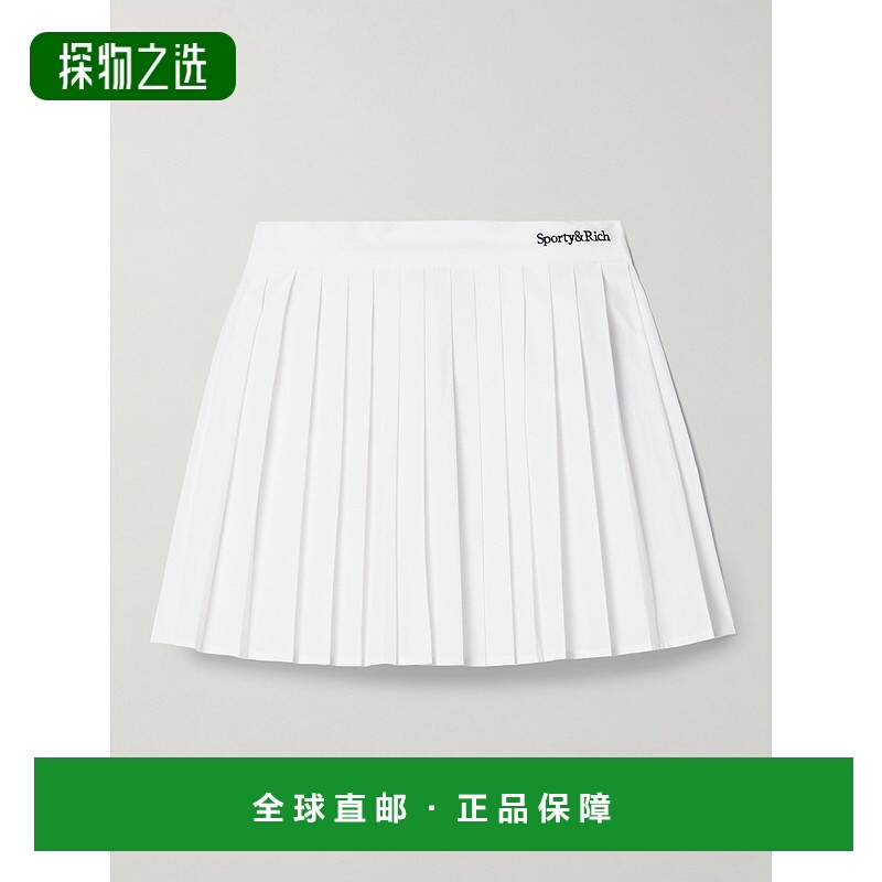 香港直邮SPORTY & RICH 女士 Anae 刺绣褶裥棉质府绸迷你半身裙 S