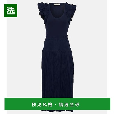 1h可退 香港直邮ULLA JOHNSON 女士 Virginia 棉混纺中长连衣裙