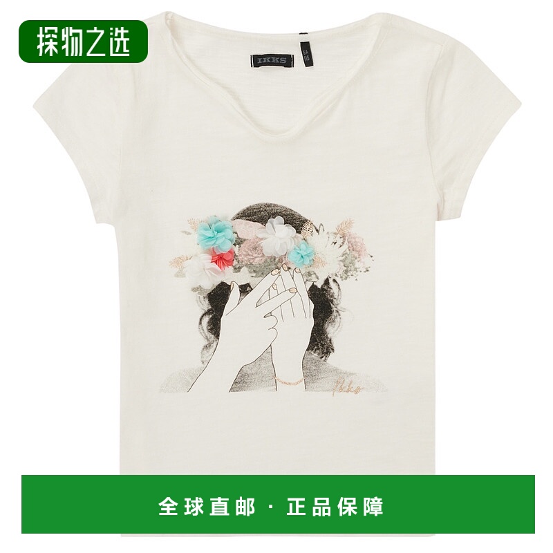 欧洲直邮IKKS  ECLISPA 女童服装短袖T恤 XU10062-19-C
