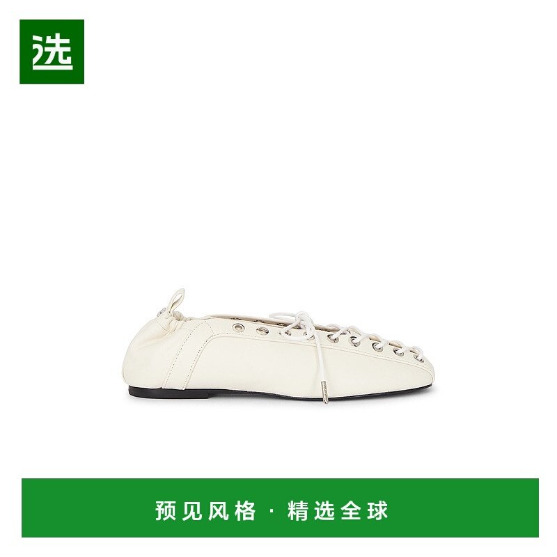 1h可退 香港直邮GANNI 甘尼 女士 绑带芭蕾平底鞋 S2962 white白,女鞋,浅口单鞋,淘宝优惠券,粉丝福利购,淘宝优惠卷