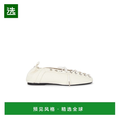 1h可退 香港直邮GANNI 甘尼 女士 绑带芭蕾平底鞋 S2962 white白