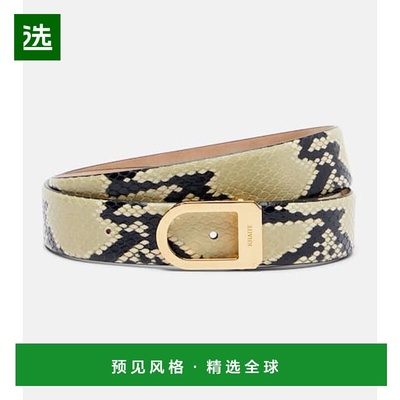 1h可退 香港直邮KHAITE 女士 30mm 马鞍型蛇纹皮带腰带 white白色
