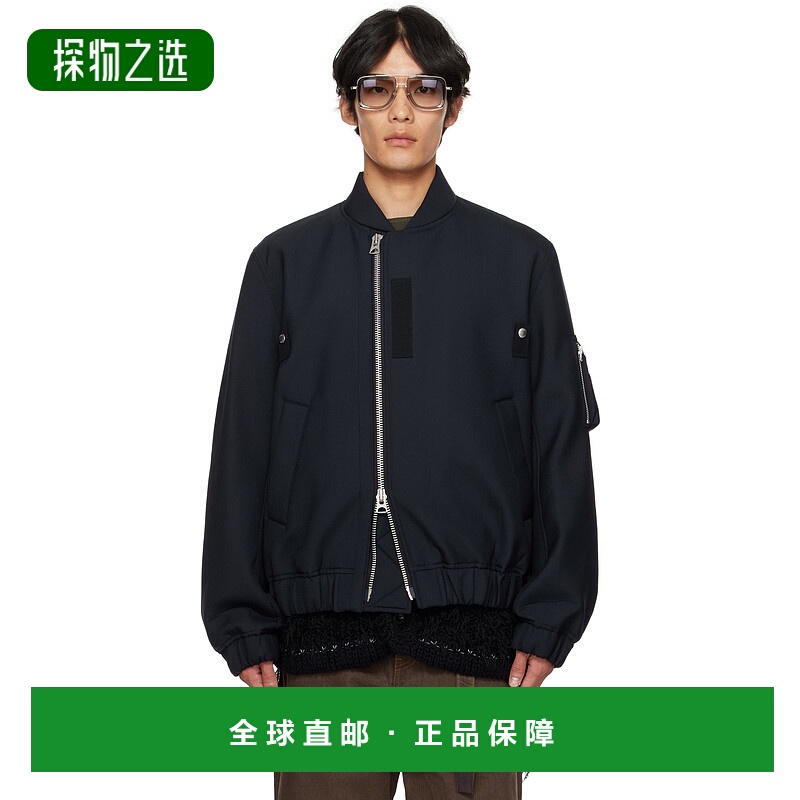1h可退 香港直邮Sacai 男士 海军蓝 Suiting Blouson 飞行员夹克