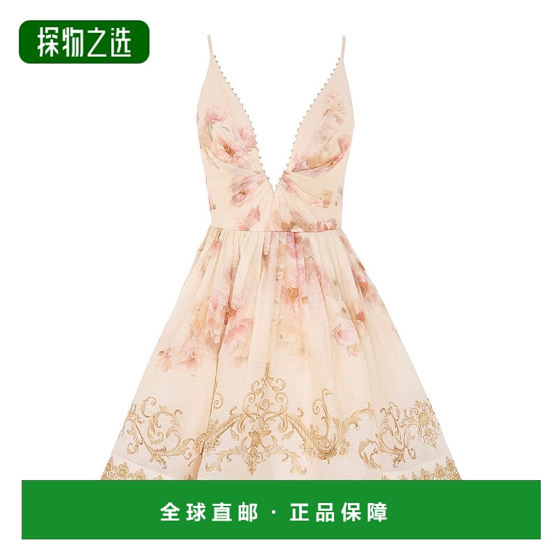 香港直邮Zimmermann V 领迷你连衣裙 5302DF251真丝