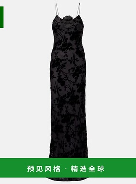 1h可退 香港直邮RODARTE 女士 Devoré 花朵天鹅绒礼服 black黑色