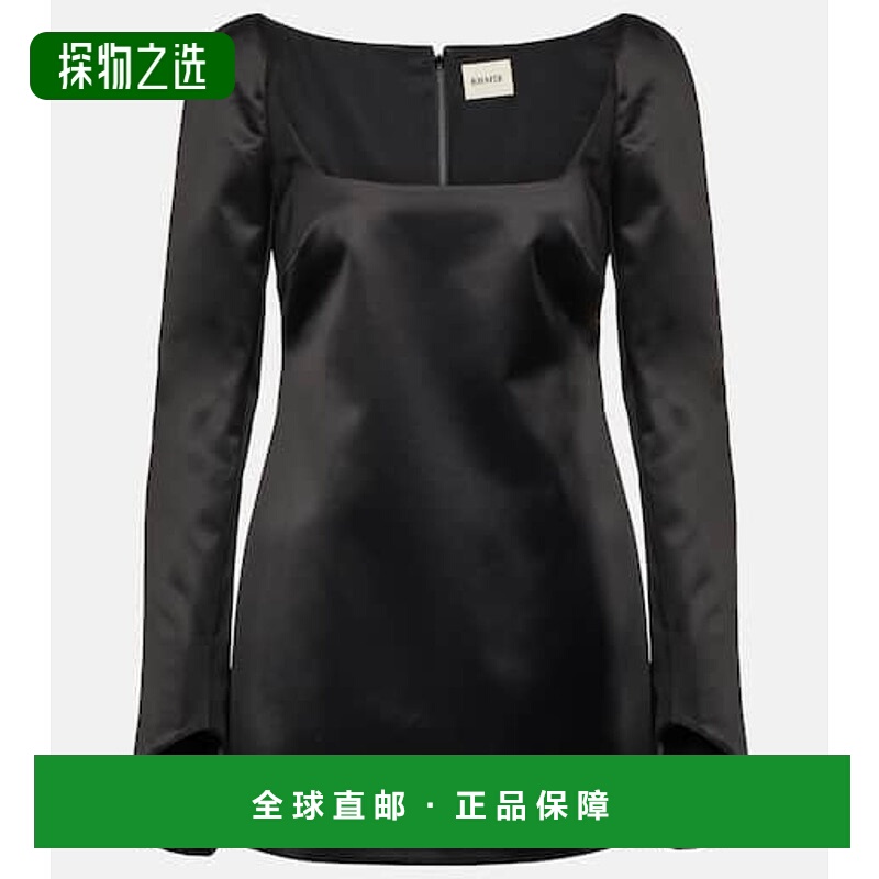 1h可退 香港直邮KHAITE 女士 Tate 缎面迷你连衣裙 black黑色 舒