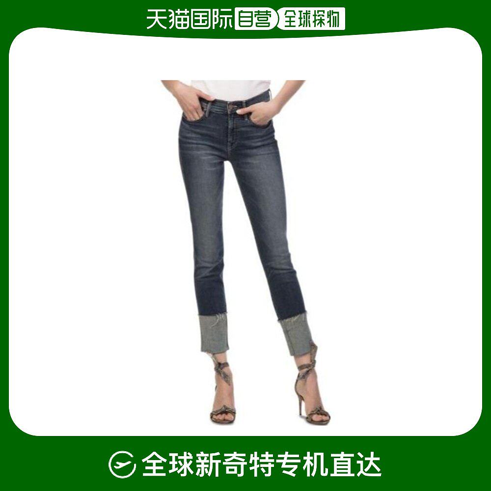 香港直发mother女士蓝色纽扣直筒牛仔裤潮流百搭质感休闲12541