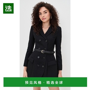 1h可退 香港直邮Self-Portrait 女士 黑色羊毛绉纱迷你连衣裙