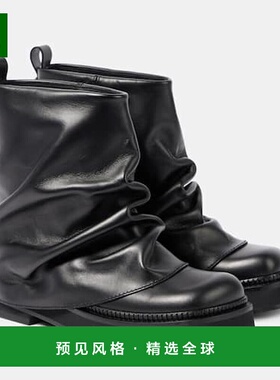 1h可退 香港直邮The Attico 女士 Robin 皮质短靴 black黑色 舒适